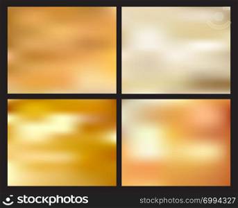 Set of abstract golden blurred background. Creative concept elements for website, banner web, print, brochure, poster, etc. Vector illustration