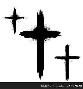 Set of Abstract Grunge Crosses. Vector illustration.