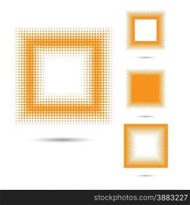 Set of abstract halftone design elements, square shape. Vector illustration