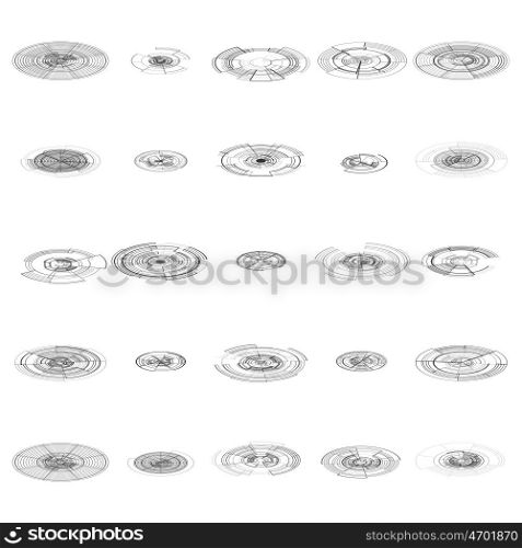 Set of abstract hud elements isolated on white background. High tech, abstract virtual graphic touch element. UI infographic web symbols. Science and technology concept. Futuristic vector