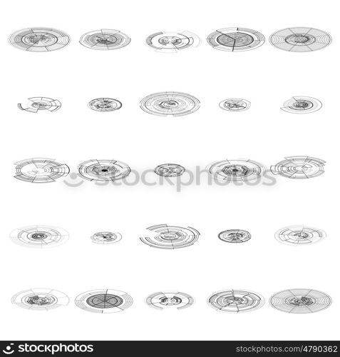 Set of abstract hud elements isolated on white background. High tech, abstract virtual graphic touch element. UI infographic web symbols. Science and technology concept. Futuristic vector