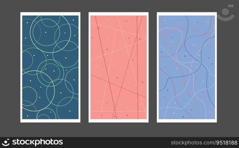 Set of abstract illustrations of lines and circles for postcard, social media banner, brochure cover design or wall decoration background. Modern abstract design. vector pattern