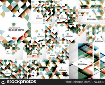 Set of Abstract Modern Flyers - brochure design templates, geometric backgrounds