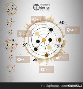 Set of Abstract network with circles, infographic design illustration for communication, eps10 vector.