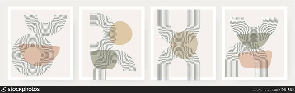 Set of abstract one line design art. Geometric balance shapes sketched compositions. Creative decoration minimalist wall art. Artistic hand painted compositions. Vector illustration.. Set of abstract one line design art. Geometric balance shapes sketched compositions.