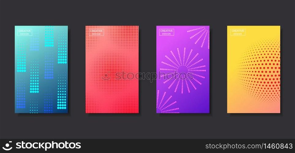 Set of abstract pattern halftone background. Minimal dynamic cover design. You can use for ad, poster, template, business presentation. Vector illustration