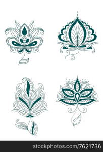 Set of abstract persian or indian flowers