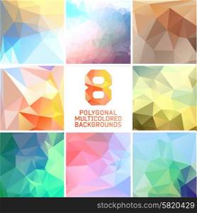 Set of abstract polygonal background, colorful triangles background