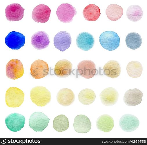 Set of abstract round vector watercolor blots for design