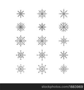 Set of abstract snowflakes. Vector illustration of design elements for wallpaper, surface, web design, textile, decor, print.