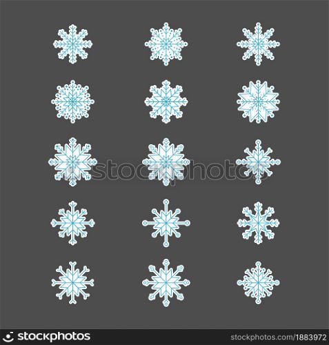Set of abstract snowflakes. Vector illustration of design elements for wallpaper, surface, web design, textile, decor, print, sticker.