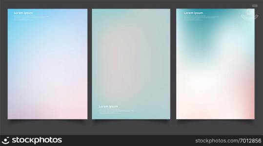 Set of abstract soft blurred gradients background graphic design template for brochure, banner, wallpaper, mobile screen, annual report. Vector illustration