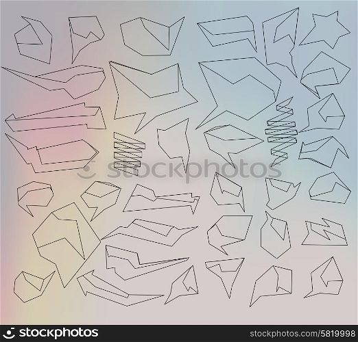 Set of abstract speech bubbles of crystal glass pattern and thin line. Good as label template for business. Set of abstract speech balloons