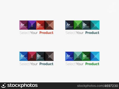 Set of abstract square interface menu navigation button. Set of abstract square interface menu navigation buttons with sample infographic content