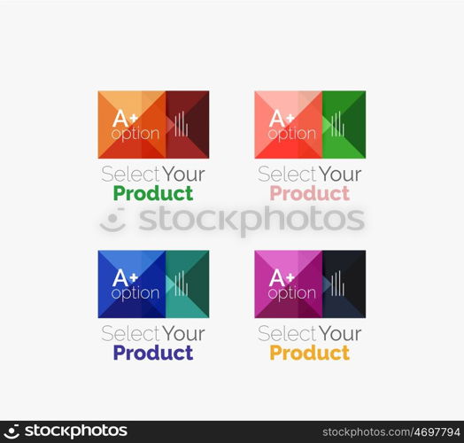 Set of abstract square interface menu navigation button. Set of abstract square interface menu navigation buttons with sample infographic content