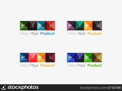 Set of abstract square interface menu navigation button. Set of abstract square interface menu navigation buttons with sample infographic content