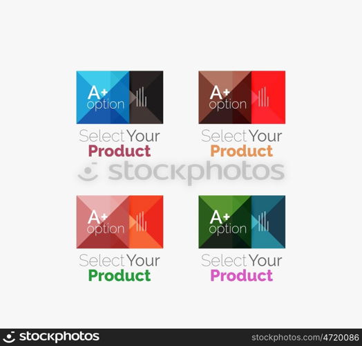 Set of abstract square interface menu navigation button. Set of abstract square interface menu navigation buttons with sample infographic content