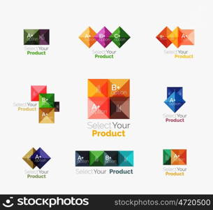 Set of abstract square interface menu navigation button. Set of abstract square interface menu navigation buttons with sample infographic content