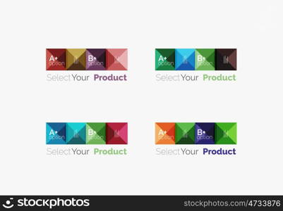 Set of abstract square interface menu navigation button. Set of abstract square interface menu navigation buttons with sample infographic content