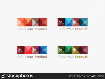 Set of abstract square interface menu navigation button. Set of abstract square interface menu navigation buttons with sample infographic content