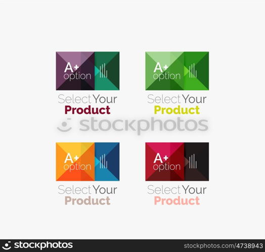 Set of abstract square interface menu navigation button. Set of abstract square interface menu navigation buttons with sample infographic content