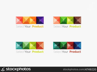 Set of abstract square interface menu navigation button. Set of abstract square interface menu navigation buttons with sample infographic content