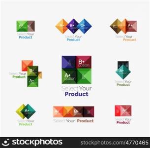 Set of abstract square interface menu navigation button. Set of abstract square interface menu navigation buttons with sample infographic content