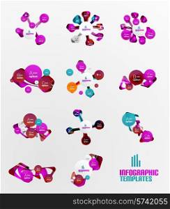 Set of abstract step infographics - modern composition of geomtric shapes with light effects