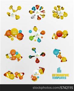 Set of abstract step infographics - modern composition of geomtric shapes with light effects