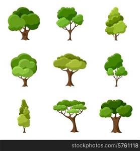 Set of abstract stylized trees. Natural illustration.. Set of abstract stylized trees