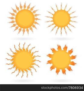 Set of abstract suns isolated on white, vector illustration.