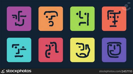 Set of abstract surreal avatars depicting emotions. Minimalism style. Vector illustration. Set of abstract surreal avatars depicting emotions. Minimalism style. Vector graphics