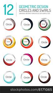 Set of abstract swirls and circles, logo vector collection