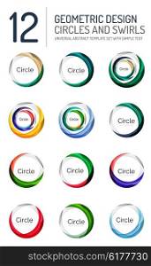 Set of abstract swirls and circles, logo vector collection