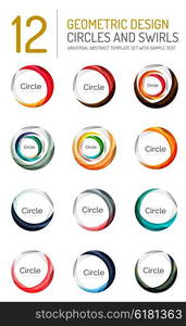 Set of abstract swirls and circles, logo vector collection