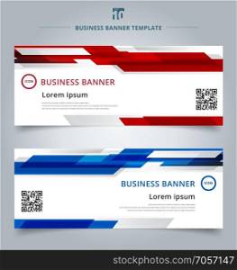 Set of abstract template technology web banner geometric red and blue color shiny motion background. Vector corporate design