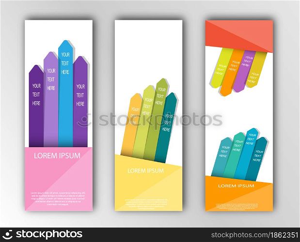 set of abstract templates for postcards, banners, greetings and creative design. Flat design
