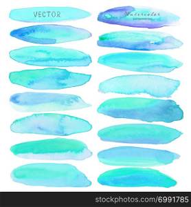 Set of abstract watercolor on white background, Brush stroke watercolor, Vector illustration.