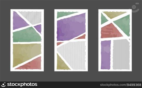 Set of abstract watercolor painting illustrations for postcard, social media banner, brochure cover design or wall decoration background. Modern abstract painting. vector pattern