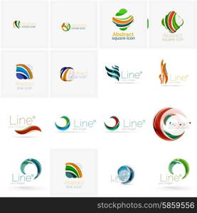 Set of abstract wavy elements. Circles, swirls and waves with copyspace for your message. Banner advertising layouts - templates, identity logo or wallpapers