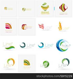 Set of abstract wavy elements. Circles, swirls and waves with copyspace for your message. Banner advertising layouts - templates, identity logo or wallpapers