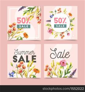 Set of abstract web banner templates with floral background.. Set of abstract web banner templates with floral background. Different sizes