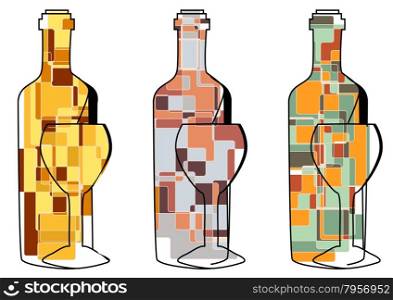 set of abstract wine isolated on a white background
