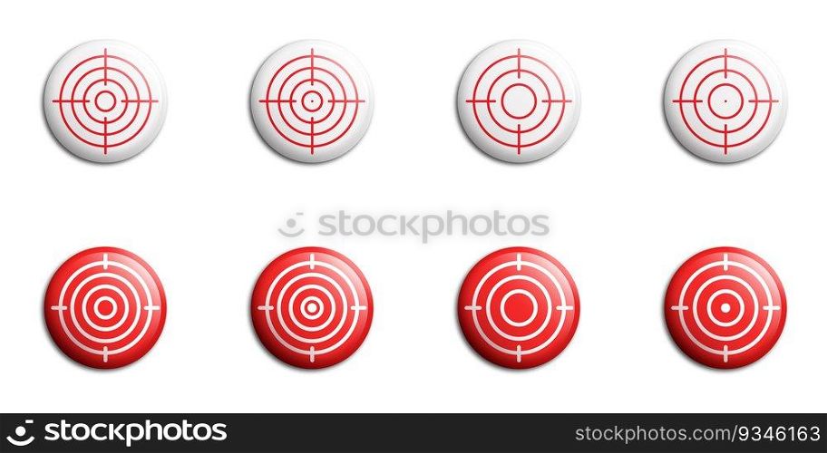 Set of accuracy, target and goal icons. Aim symbol. Flat vector illustrator.