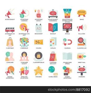Set of Advertising thin line icons for any web and app project.