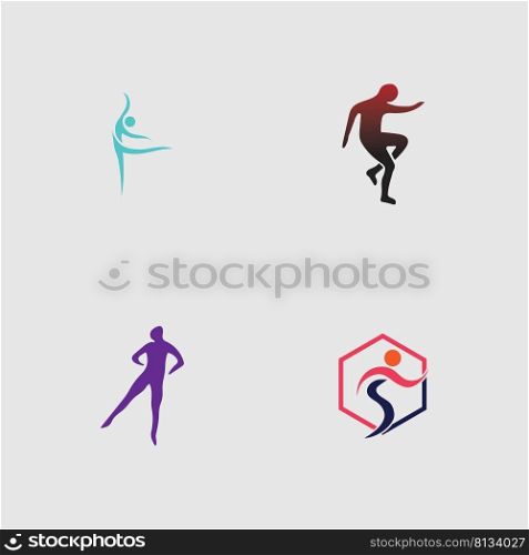 set of aerobic logo vector illustration design template