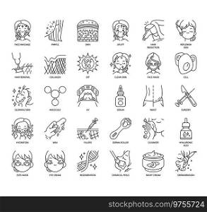 Set of Aesthetic Treatment thin line icons for any web and app project.