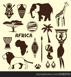 Set of african ethnic style icons in flat style.