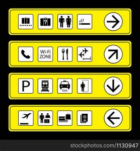 Set of Airport Signs with icons,vector illustration.. Airport Signs with icons