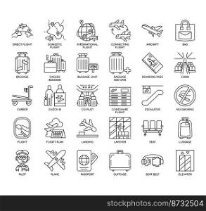 Set of Airport thin line icons for any web and app project.